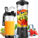 Blender Portable Rechargeable - 14 Oz (400 Ml) - 6 Lames - Pour Smoothies, Glaces, Shakes Protéinés - 2