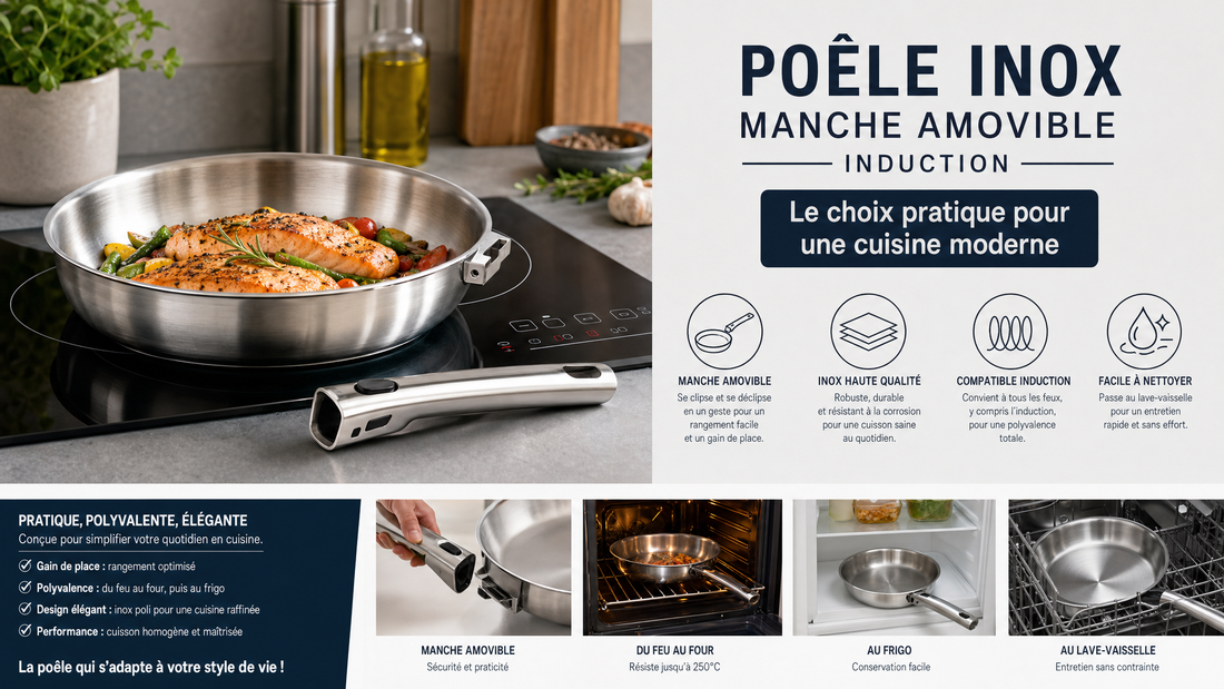 Poêle inox manche amovible induction : le choix pratique de cuisine moderne