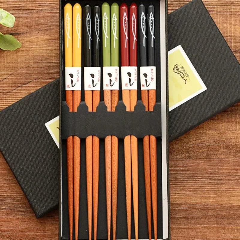 Baguette chinoise set familial 5 paires bambou nature