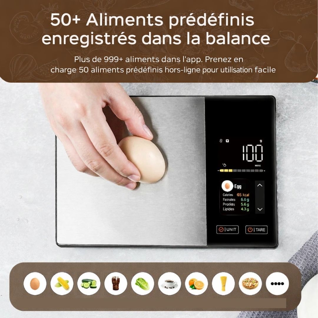 Balance cuisine connectée NutriConnect idéale pour régime, fitness et perte de poids avec suivi en temps réel