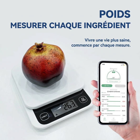 Balance cuisine electronique connectée intelligente avec écran digital et application nutrition