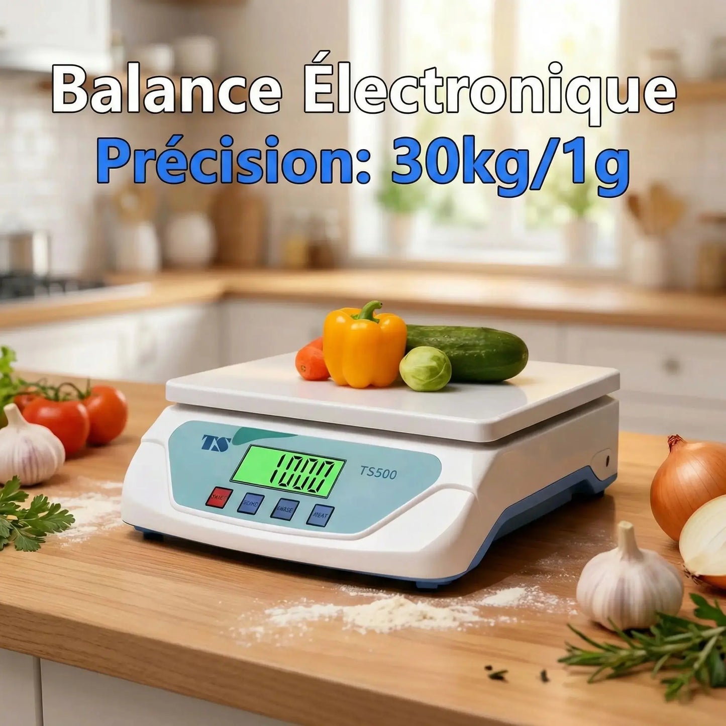 Balance cuisine numérique grande capacité 30 kg pour pesées lourdes – MaxiWeigh 30™