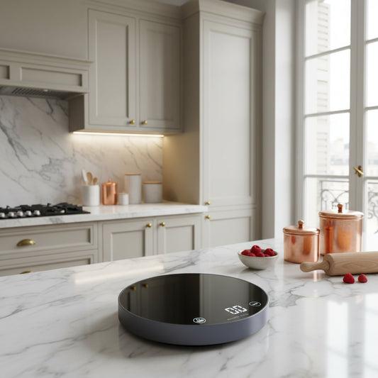 Balance de cuisine précise ronde rechargeable USB pour recettes exactes OrbiGram