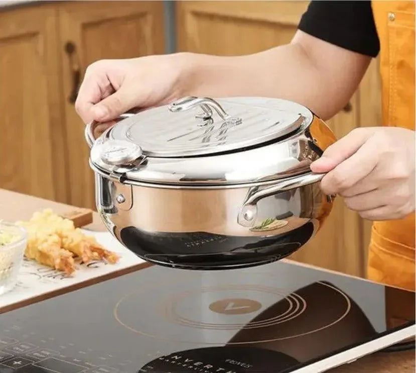 Mini Friteuse Japonaise en Acier Inoxydable avec Panier Égouttoir – Jh Market Mini Friteuse Japonaise en Acier Inoxydable avec Panier Égouttoir – Jh Market