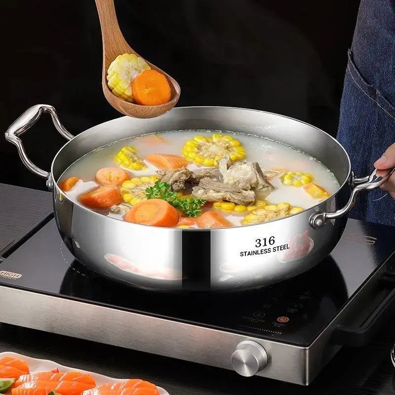 316 Stainless Steel Hot Pot Pan Thick Soup Steamer Large Capacity Induction Cooker Stove Universal - Smarty Chef