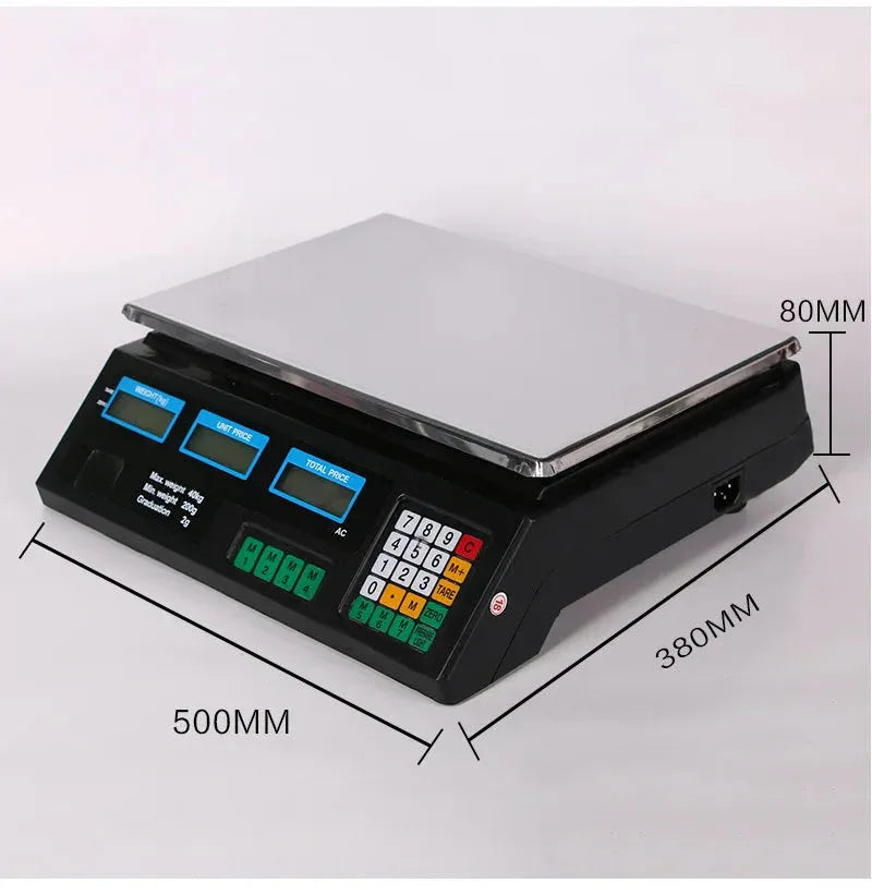 40KG Electronic Price Computing Scale Commercial  Price Scale Digital Scale LCD Backlight For Retail Store Restaurant Market Smarty Chef