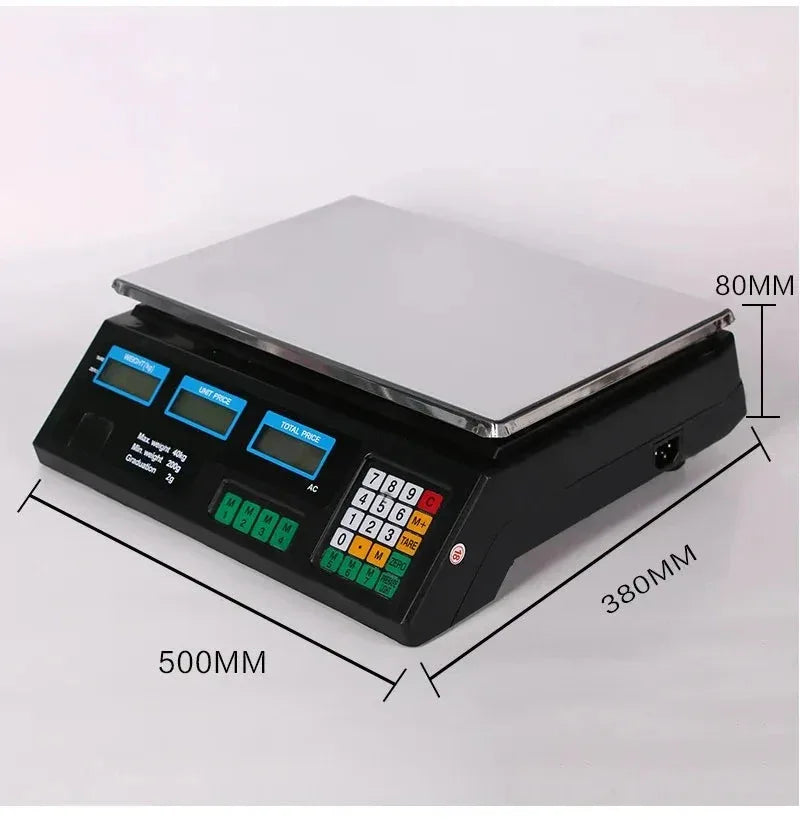 40KG Electronic Price Computing Scale Commercial  Price Scale Digital Scale LCD Backlight For Retail Store Restaurant Market Smarty Chef