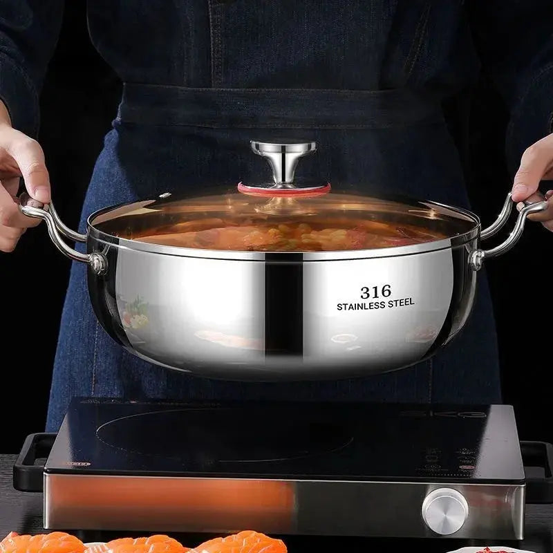 316 Stainless Steel Hot Pot Pan Thick Soup Steamer Large Capacity Induction Cooker Stove Universal - Smarty Chef