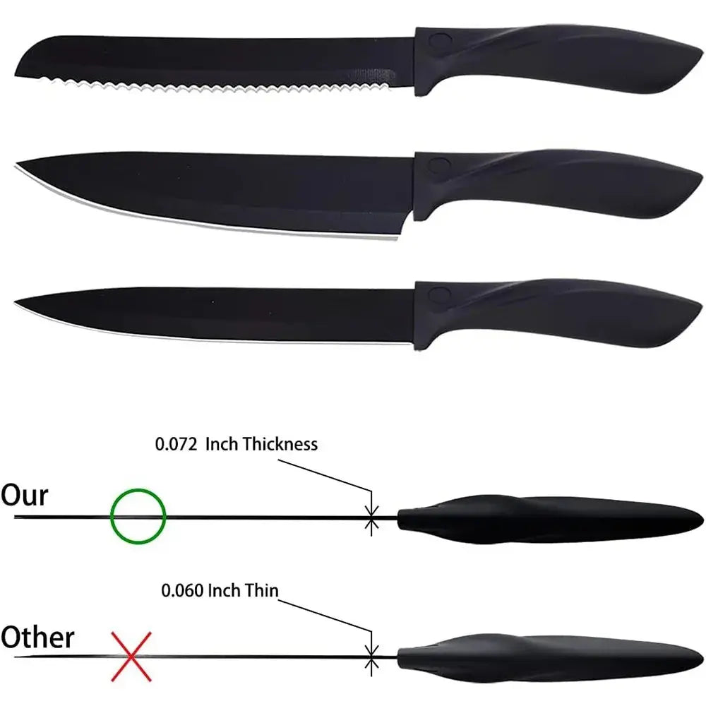 Kitchen knife a set of 7 pieces, black stainless steel knife, knife sharpener, a professional chef knife set, is yakeli stents Smarty Chef