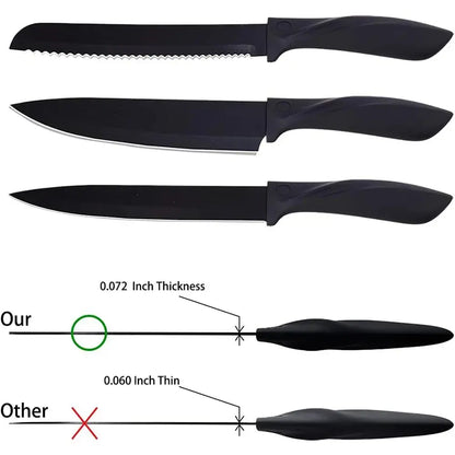 Kitchen knife a set of 7 pieces, black stainless steel knife, knife sharpener, a professional chef knife set, is yakeli stents Smarty Chef