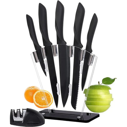 Kitchen knife a set of 7 pieces, black stainless steel knife, knife sharpener, a professional chef knife set, is yakeli stents Smarty Chef