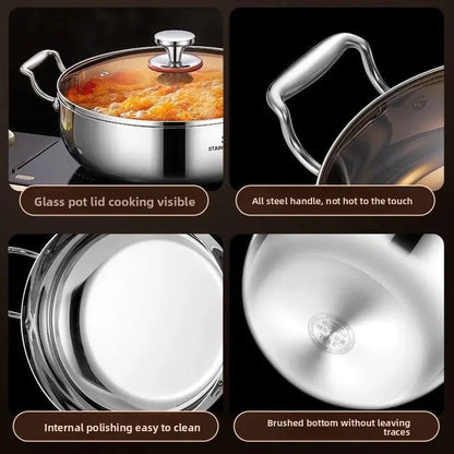 316 Stainless Steel Hot Pot Pan Thick Soup Steamer Large Capacity Induction Cooker Stove Universal - Smarty Chef