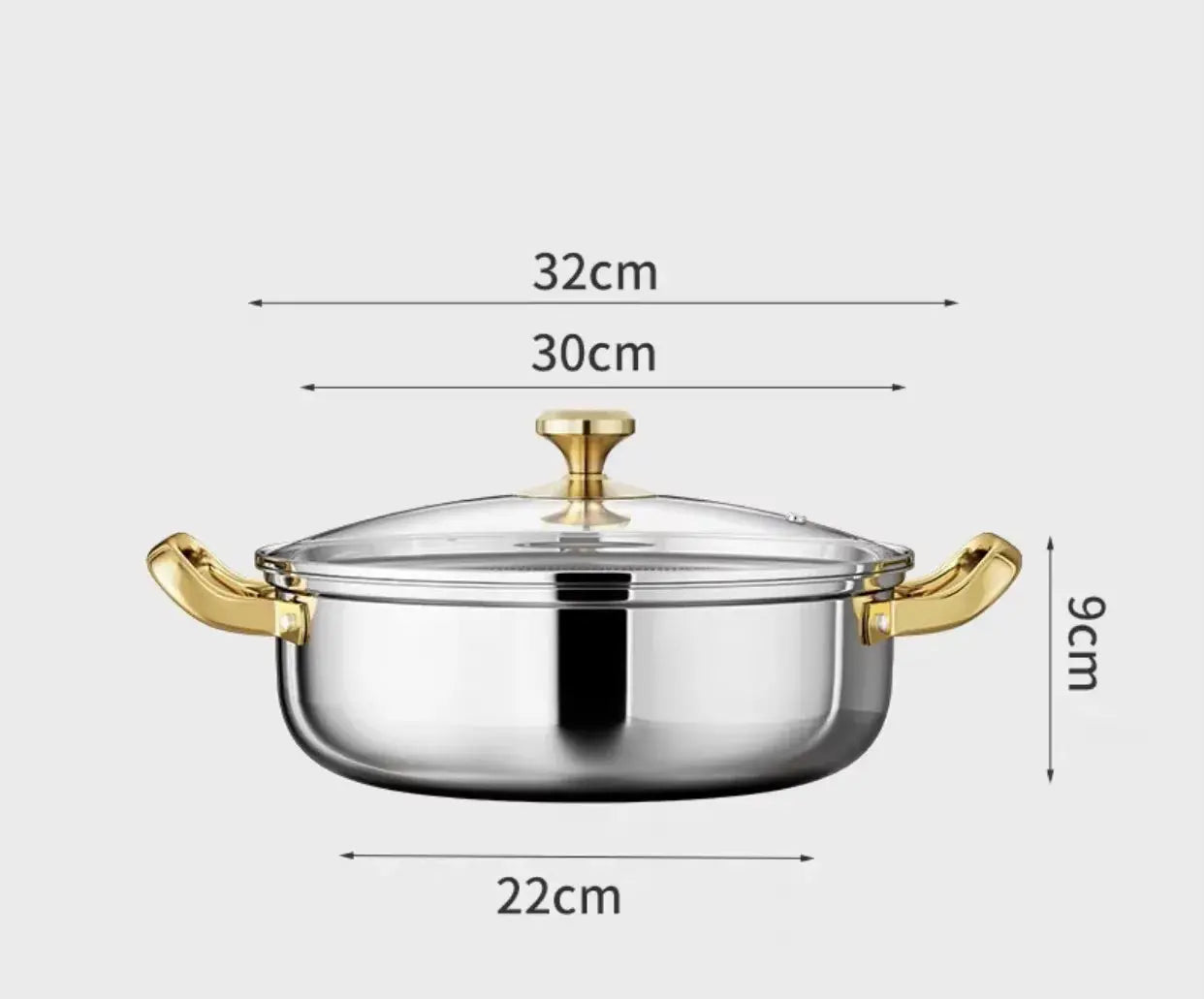 30cm Stainless Steel Frying Pan Non-stick Soup Pot wok with lid Home Honeycomb Induction Cooker Gas Stove Stew Kitchen Cookware Smarty Chef