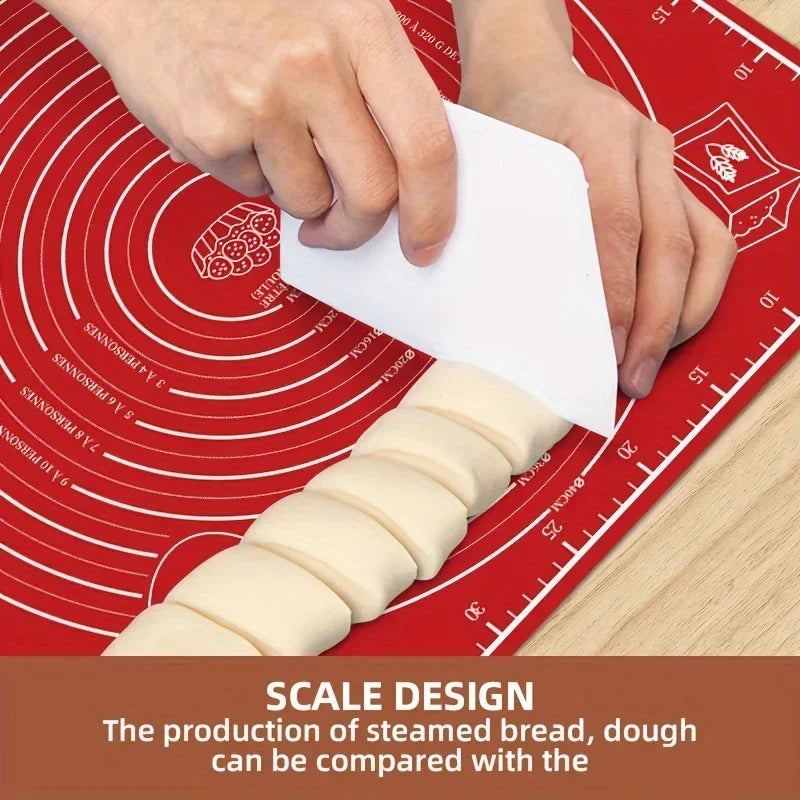 Tapis de cuisson silicone antidérapant rouge, vue 2