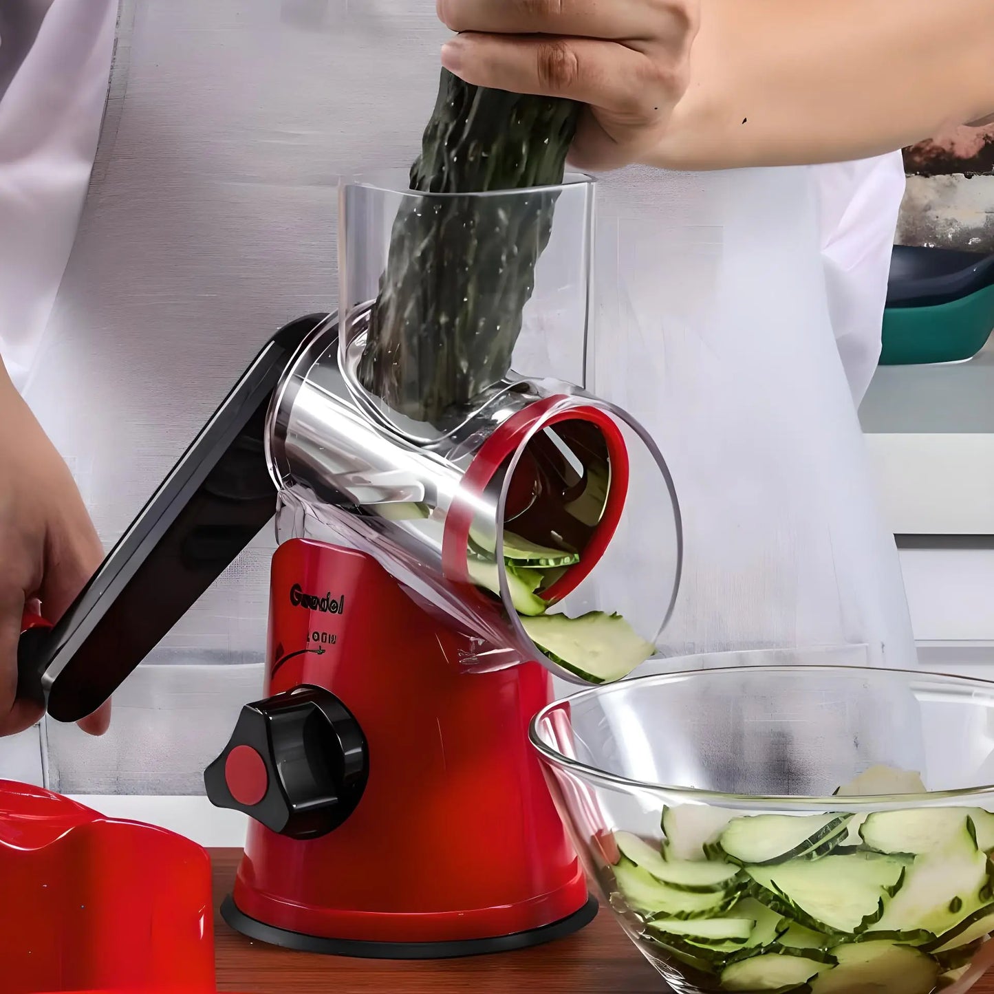 MANDOLINE CUISINE ROTATIVE  3 EN 1  | MASTERSLICER™ ROUGE