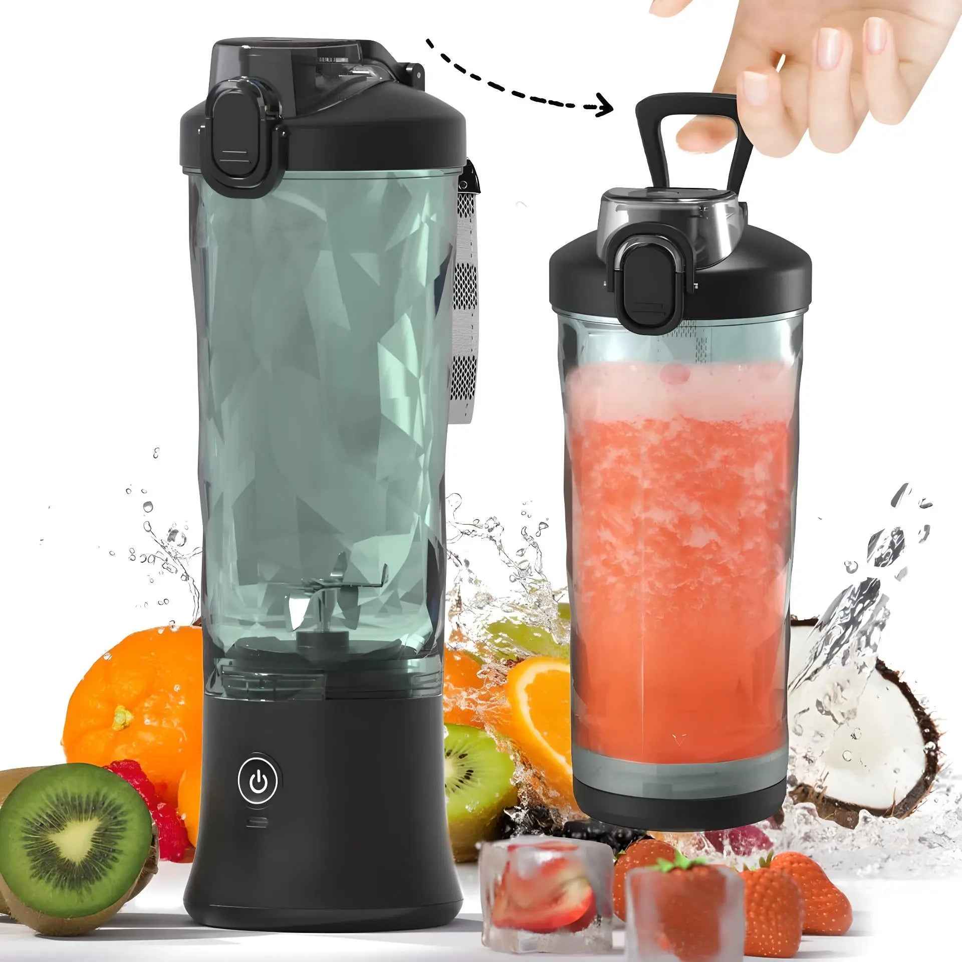 Blender Portable Rechargeable - 14 Oz (400 Ml) - 6 Lames - Pour Smoothies, Glaces, Shakes Protéinés - 14
