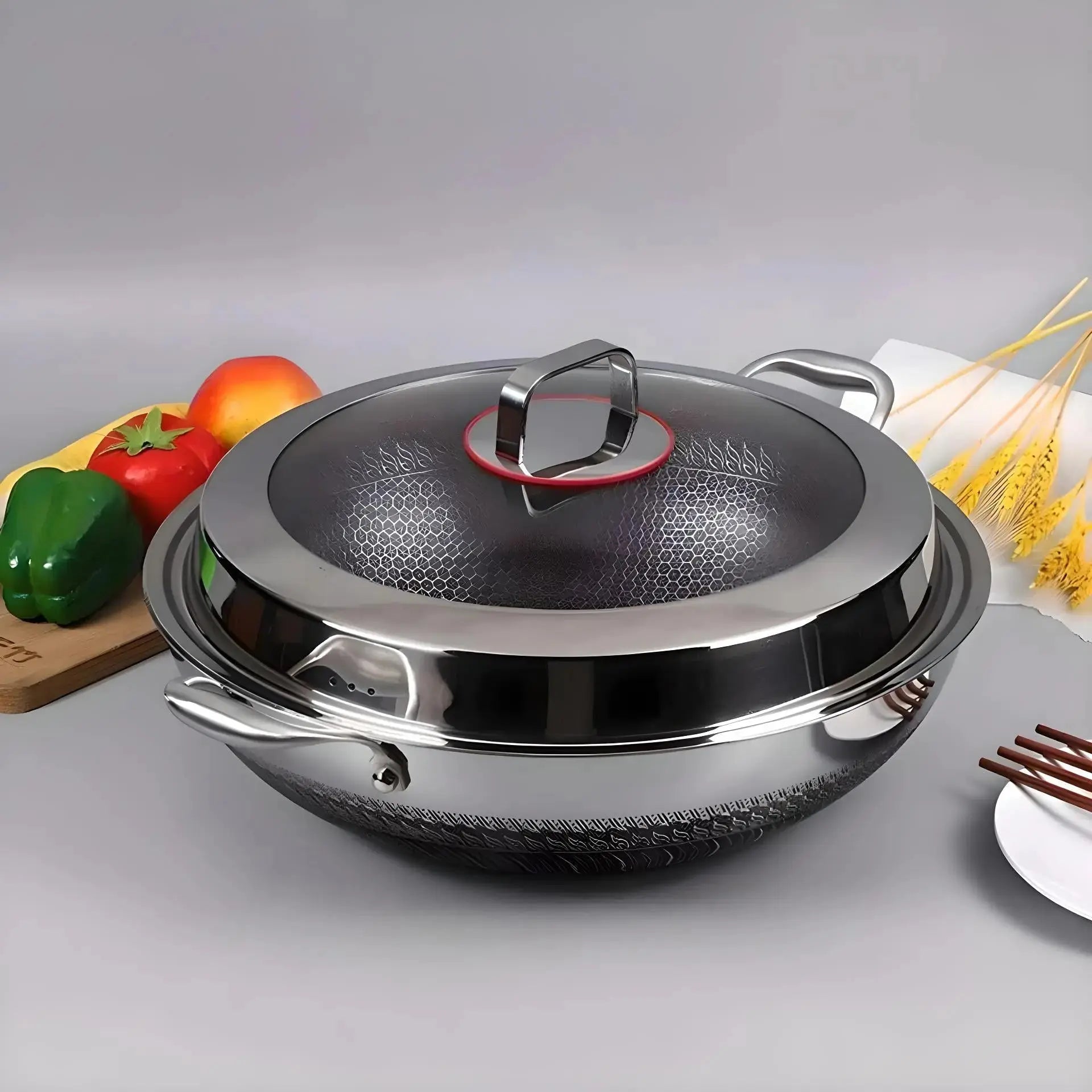 Poêle inox tout-en-un 36 cm Beegrid Smarty Chef