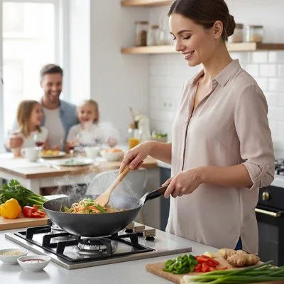 Poêle Wok Gourmet Prestige en acier au carbone brut pour cuisine asiatique