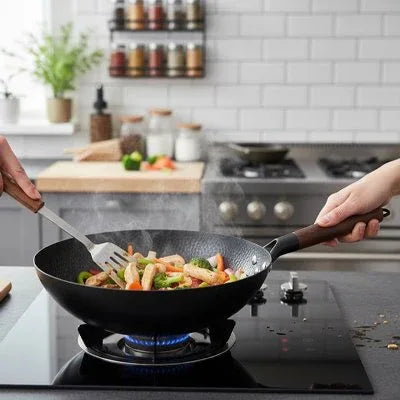 Wok Saveur Authentique fond incurvé compatible tous feux dont induction